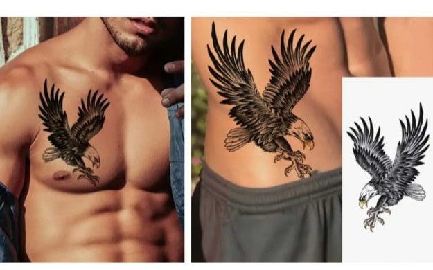 Flying Eagle Tattoo – Bold Temporary Tattoo for Chest or Side