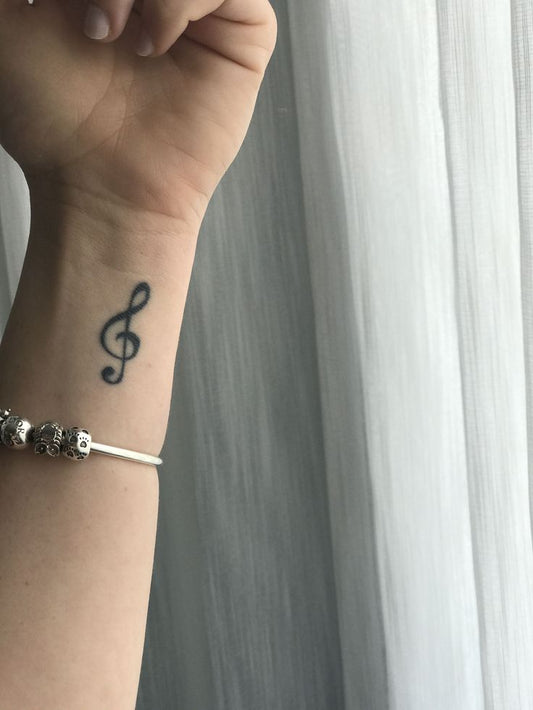 Minimalist Treble Clef Temporary Tattoo  Music Symbol Wrist Tattoo