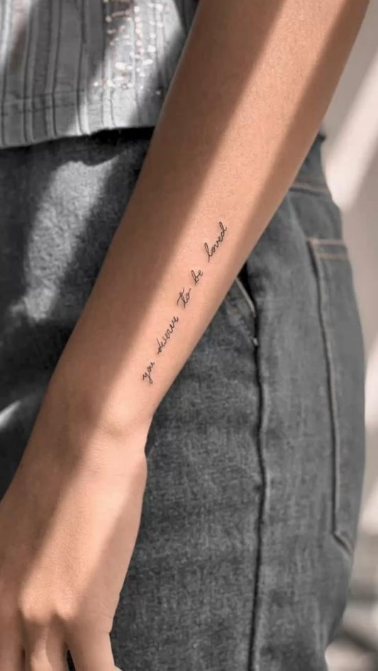 "You Deserve to Be Loved” Minimalist Script Tattoo