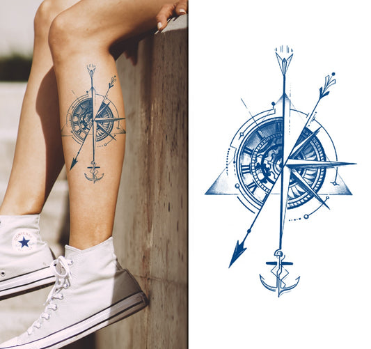 Compass Anchor Arrow Semi-Permanent Tattoo Sticker