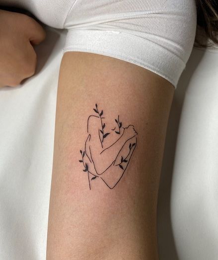 Holding Hands Heart Semi-Permanent Tattoo Sticker